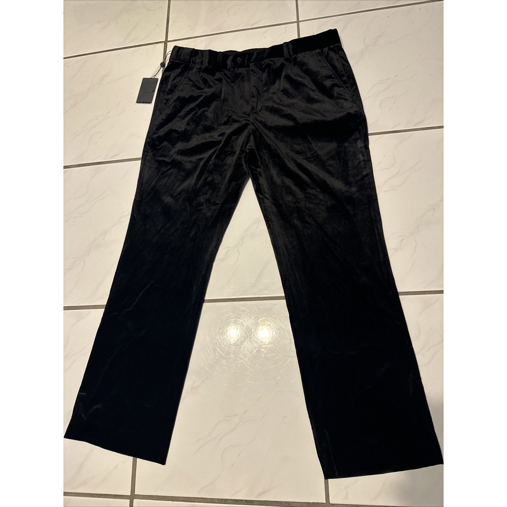 NWT BARABAS Velvet Pants Black Mens 38x31.5 Designer Quiet Luxury 4CP40 Chino